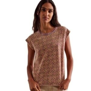 NWOT Free People We them Free Bailey Printed Tee Beau Berry Size Small